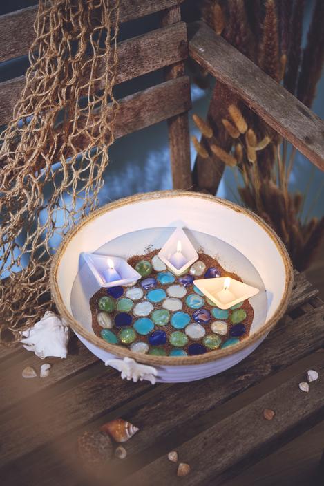 Bowl with Candle Floating Boats - VBS Hobby | Dekoschalen