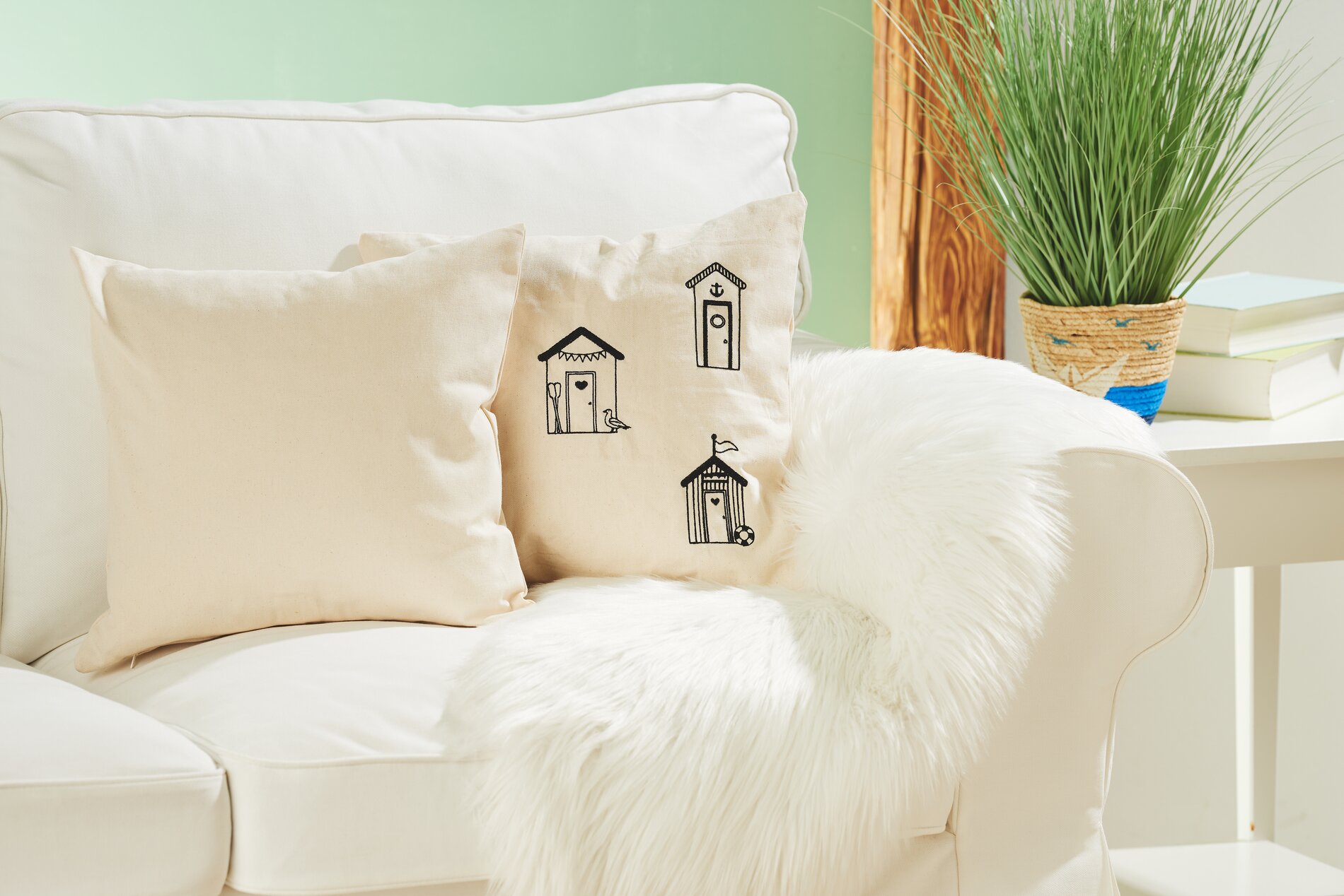 Maritimes Kissen besticken