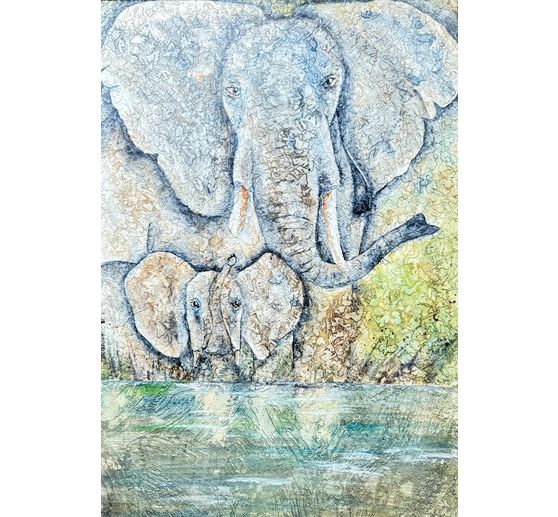 66_Jen_Eine Elefantenmama und ihr Kind am Wasser