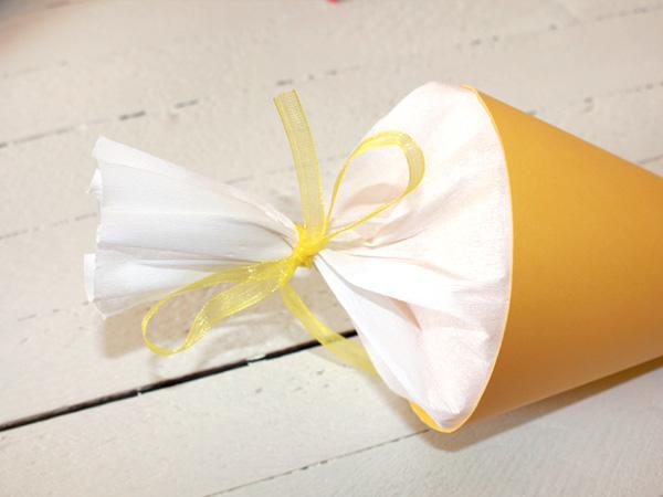 Decorating mini school cone for the first day of school