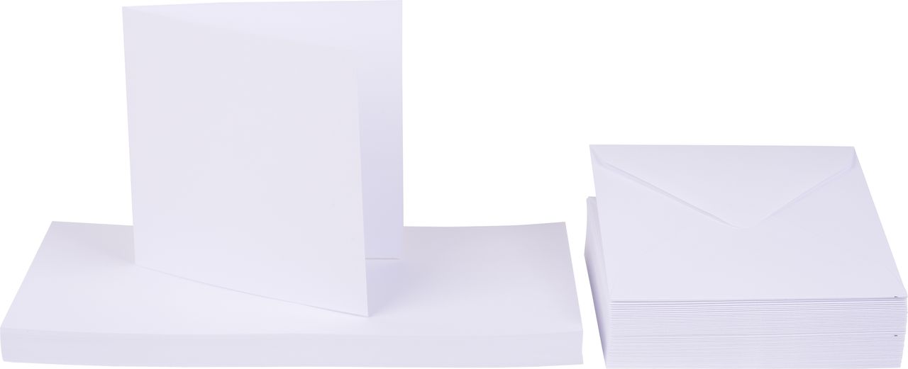 Dubbele kaarten met enveloppen, wit, 100 stuks | Knutselwinkel VBS Hobby