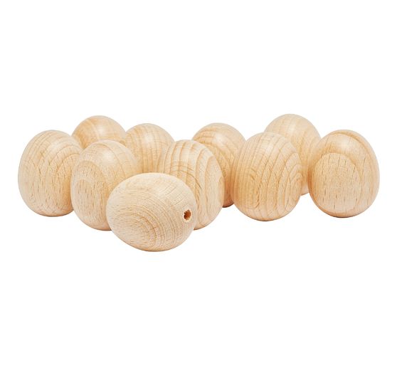Wooden eggs, drilled at the top, 25 x 30 mm