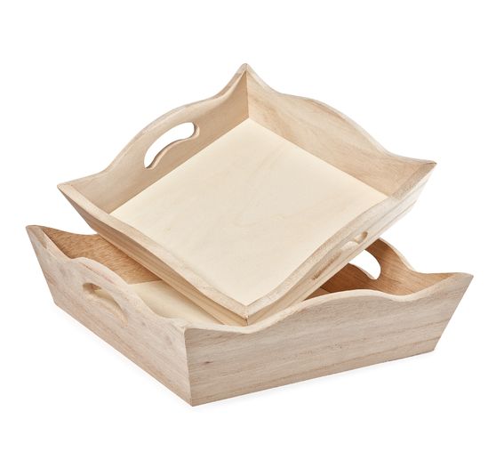 VBS tray trays, set of 2, raw wood