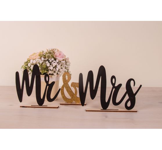 Houten bord "Mr & Mrs"