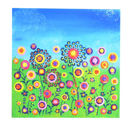 Sjabloon Blobverf "Bloemenweide"