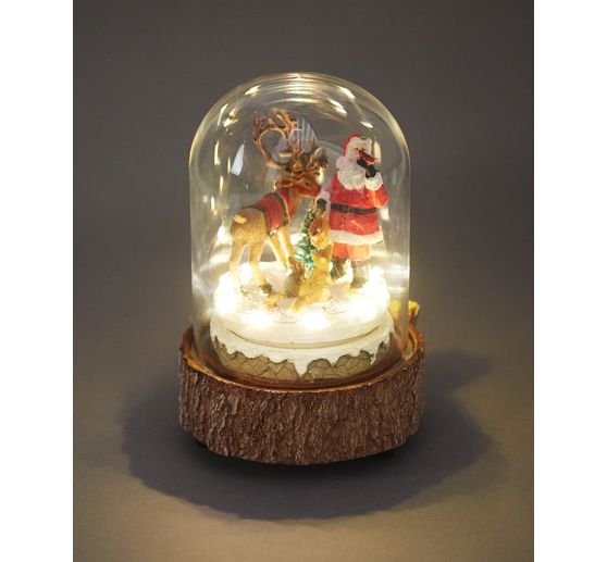 VBS Miniatuurglasbel "Kerstmis in het bos", met LED-verlichting en muziek