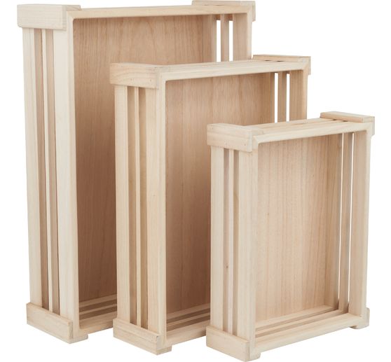VBS Wooden boxes, flat, set of 3
