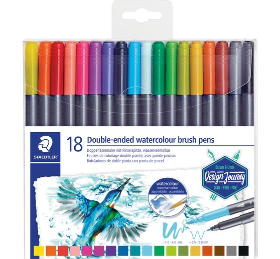 STAEDTLER Double-fibre painter with brush tip, 18 pcs.