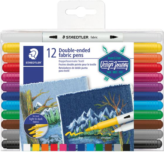 STAEDTLER Dubbelvezelige stiften textiel, 12 stuks