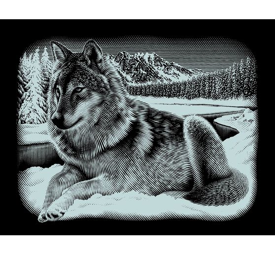 Scratch painting "Wolf", 25,2 x 20 cm