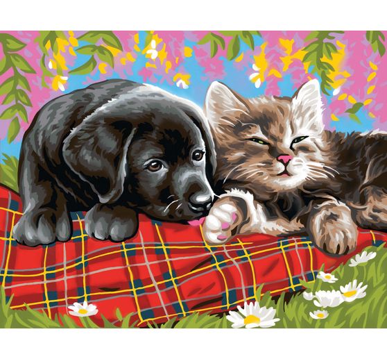Painting by numbers "Dog and Cat"