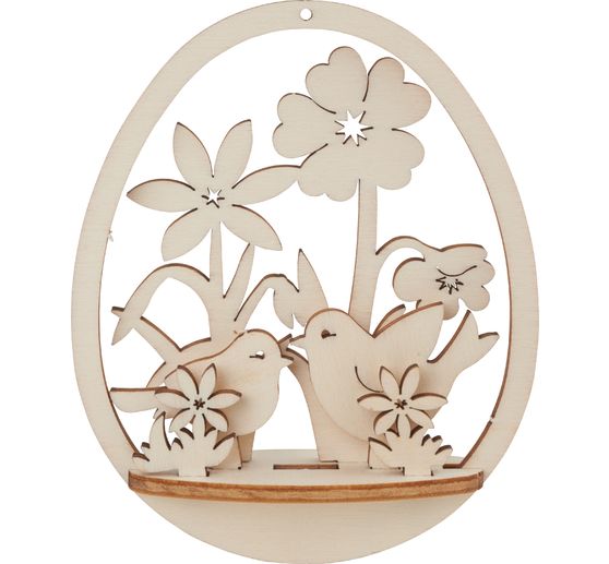 Houten bouwpakket Decoratieve hanger Ei "Vogels en Bloemen"