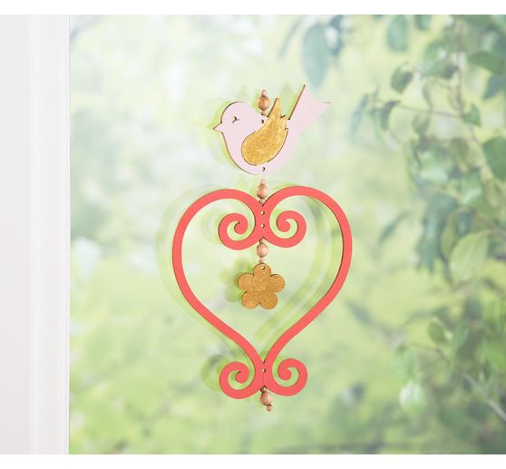 Houten mobiel "Vogel met hart"