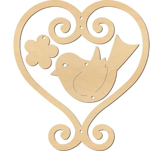 Houten mobiel "Vogel met hart"