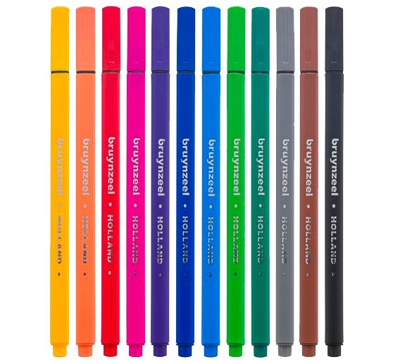 Bruynzeel Fineliners-set, 12 kleuren