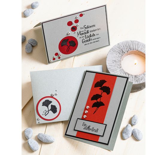 Clear Stamps "Ginkgo", 8 stuks