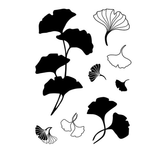 Clear Stamps "Ginkgo", 8 stuks