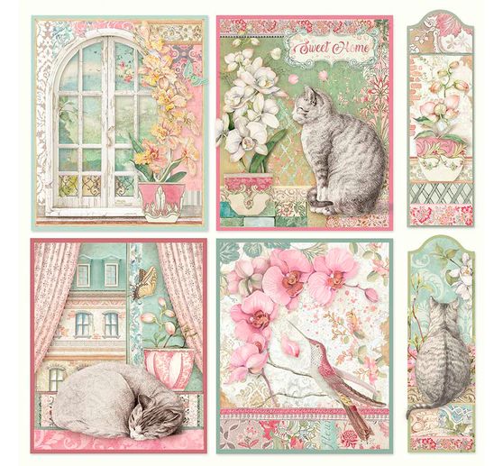 Scrapbook block "Cat and Orchid", 10 sheets, 30,5x30,5cm
