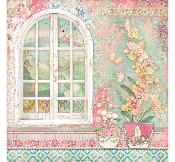 Scrapbook block "Cat and Orchid", 10 sheets, 30,5x30,5cm