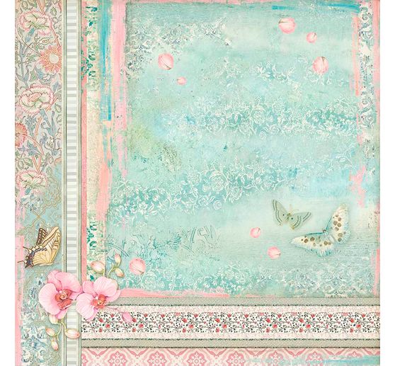Scrapbook block "Cat and Orchid", 10 sheets, 30,5x30,5cm