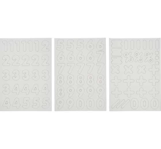 Blanke magnetische cijfers, 90 stuks