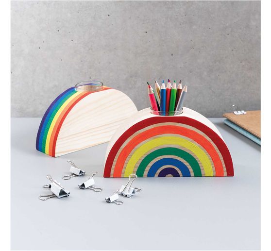 Vaas "Regenboog", dennenhout