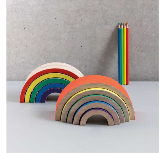 Houten regenboog, 5-delig, dennenhout
