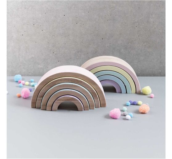 Houten regenboog, 5-delig, dennenhout
