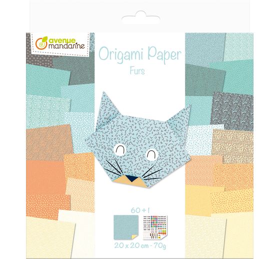 Vouwpapier-assortiment "Dieren", 60 vellen, incl. stickervel