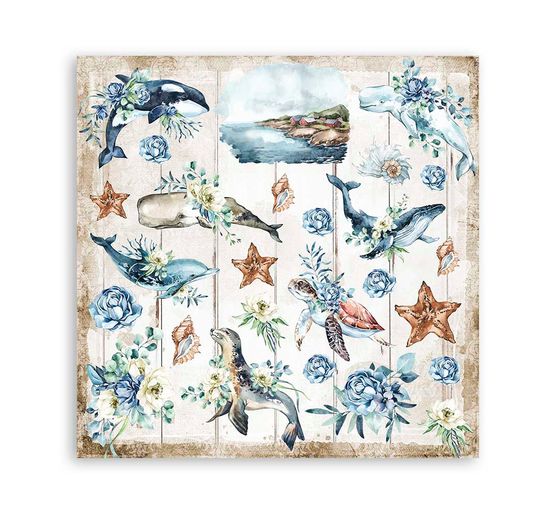 Scrapbook block "Sea Dreams", 10 sheets, 30,5 x 30,5 cm