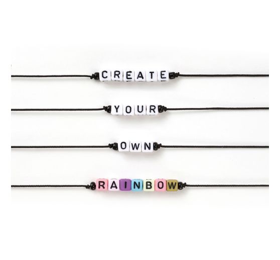 Pearl letters set, square, 100 pieces, incl. elastic band