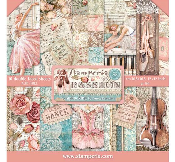 Scrapbook blok "Passion", 10 Bogen, 30,5 x 30,5 cm