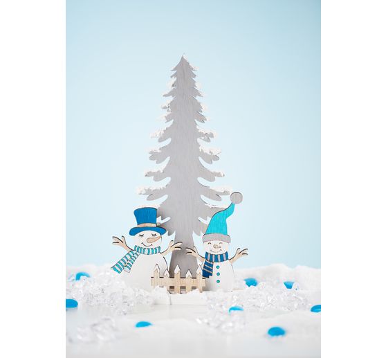 VBS stick-on motief "Sneeuwpoppen met dennenboom
