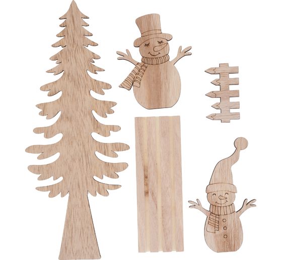 VBS stick-on motief "Sneeuwpoppen met dennenboom