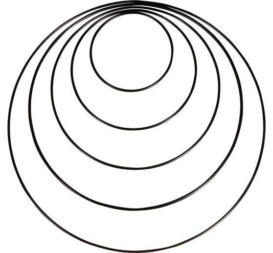 Metal ring "Circle", 10 - 30 cm, Set of 5, Black