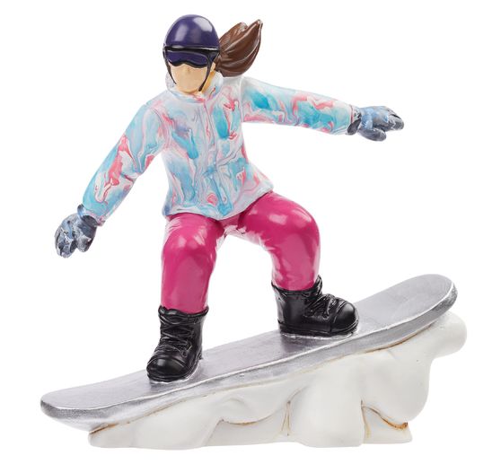 Miniature female snowboarder