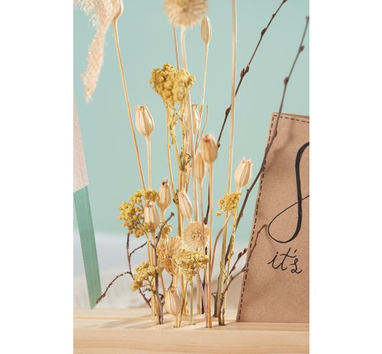 Wooden stand for dried flowers and decorative ring