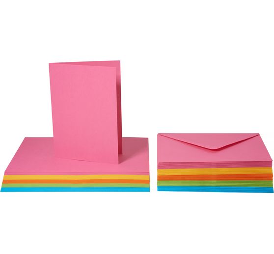Dubbele kaarten met enveloppen "Levendige kleuren", 50 stuks