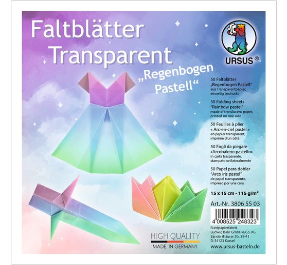 Transparante vouwblaadjes "Regenboog pastel"