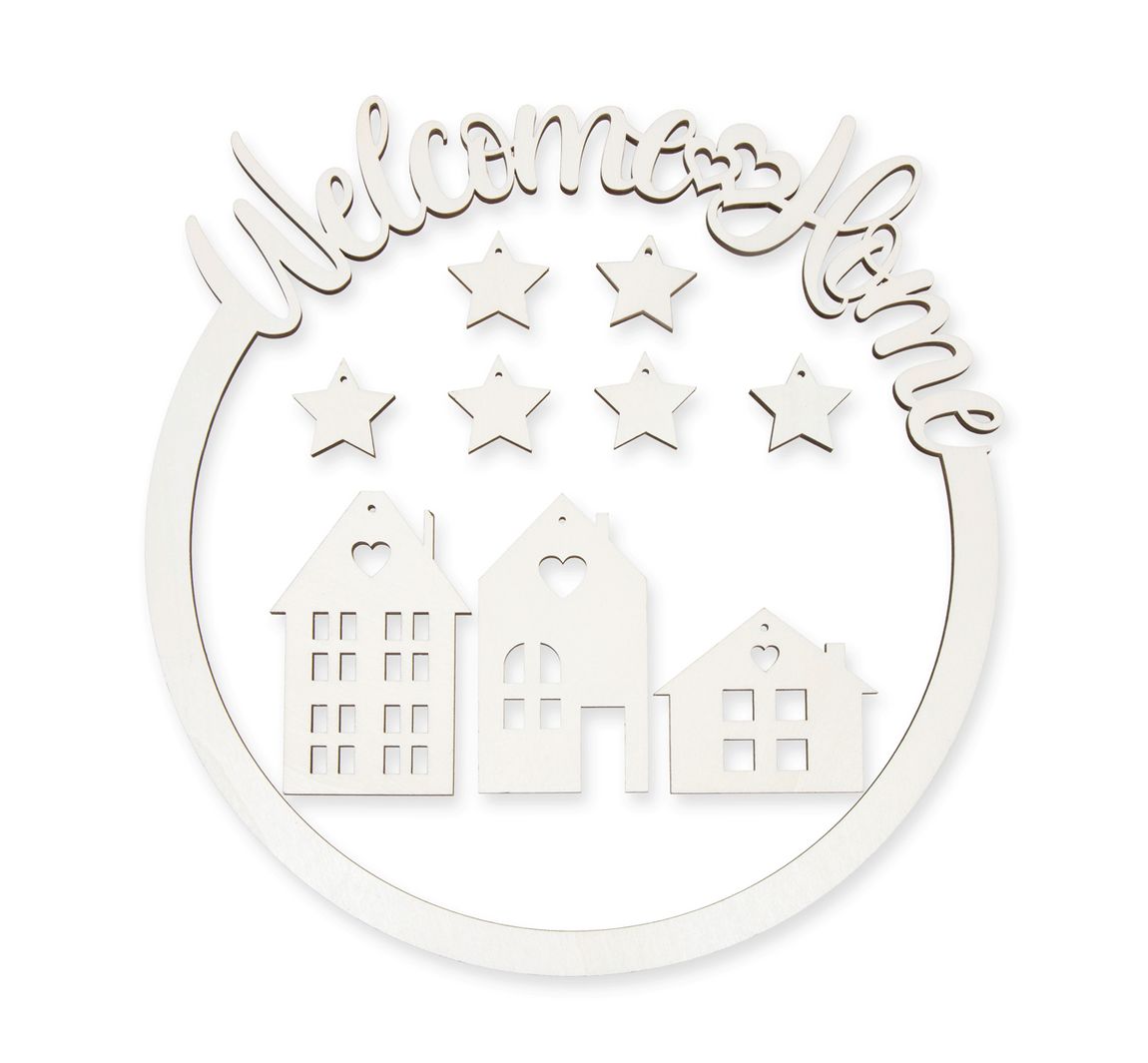 Houten ringset "Welcome Home"