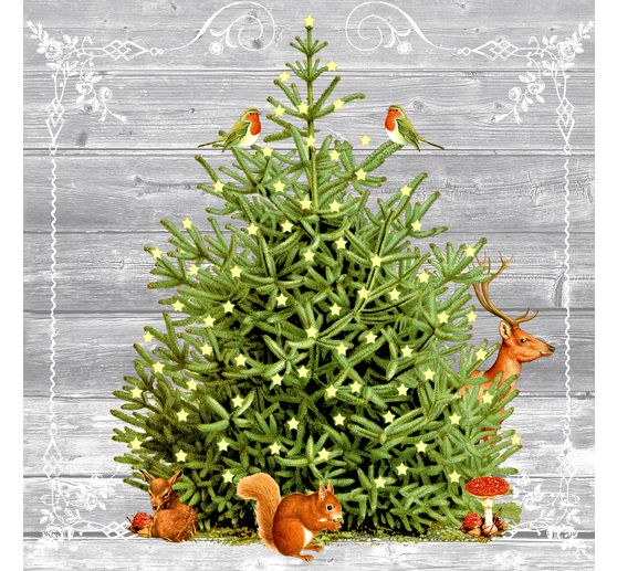 Servet "Kerstboom & bosdieren"