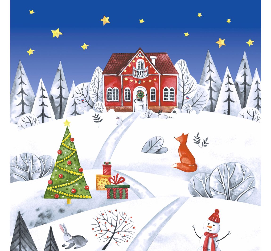 Servet "Kerstmis in het dorp" - 5 stuks