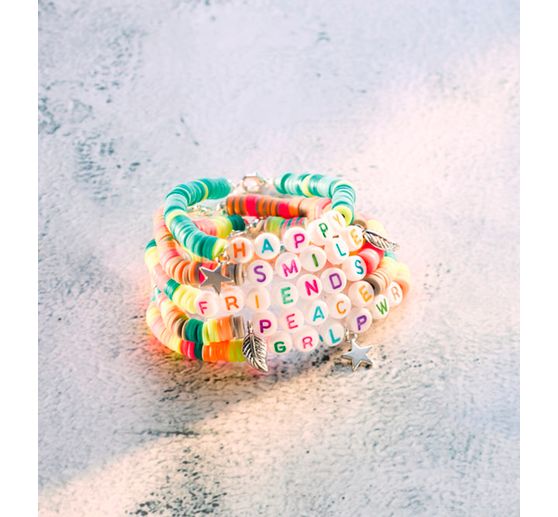 Katsuki sieraden set met letterkralen - Happy 