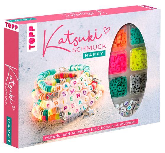 Katsuki sieraden set met letterkralen - Happy 