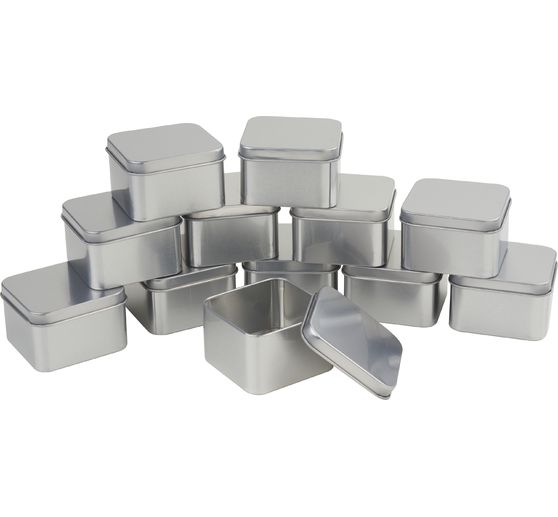 VBS Metal cans / Soap tins "Square", 12 pieces
