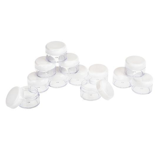 VBS Plastic potten met schroefdeksel "Plat", 12 stuks