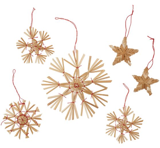 Sterren van stro "Assortiment I", 4-10 cm, 16 stuks