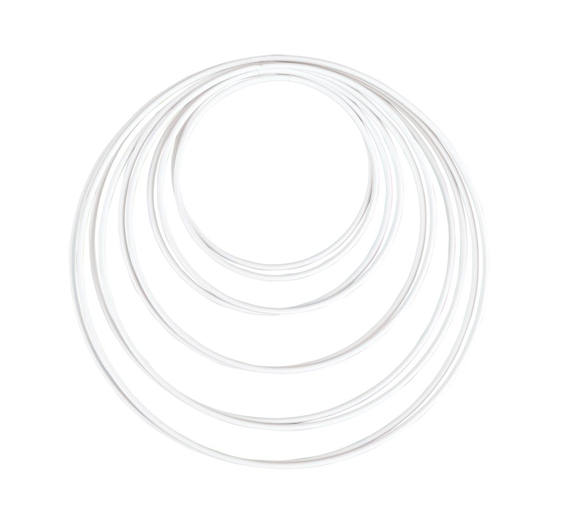 Metalen ring "Cirkel", Wit, set van 10