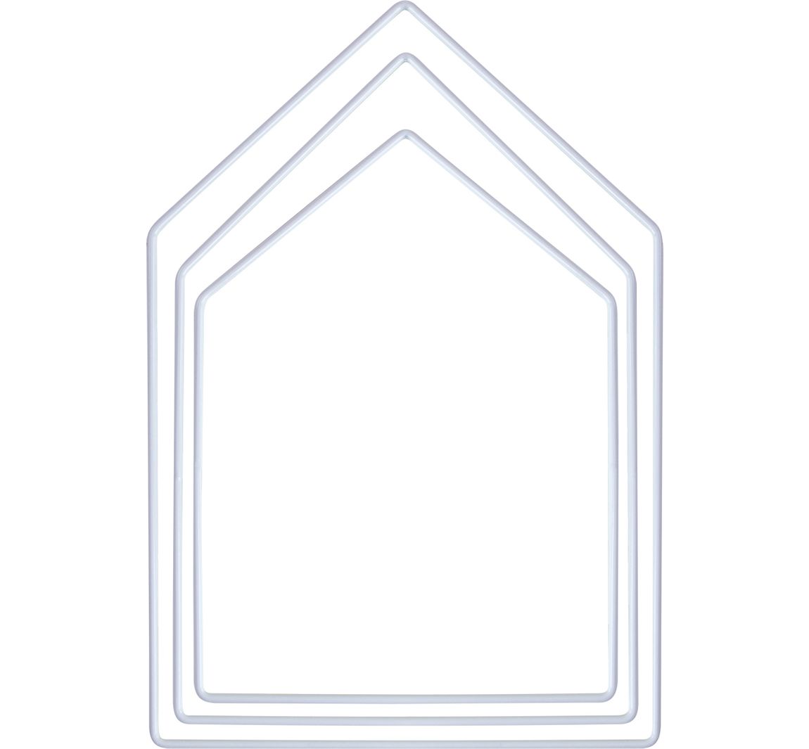 Metalen ring "Huis", set van 3, Wit