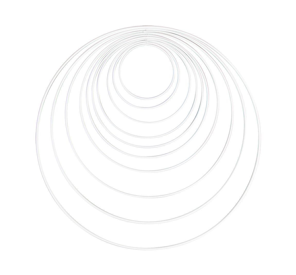 Metalen ring "Cirkel", 10 - 40 cm, set van 10, Wit